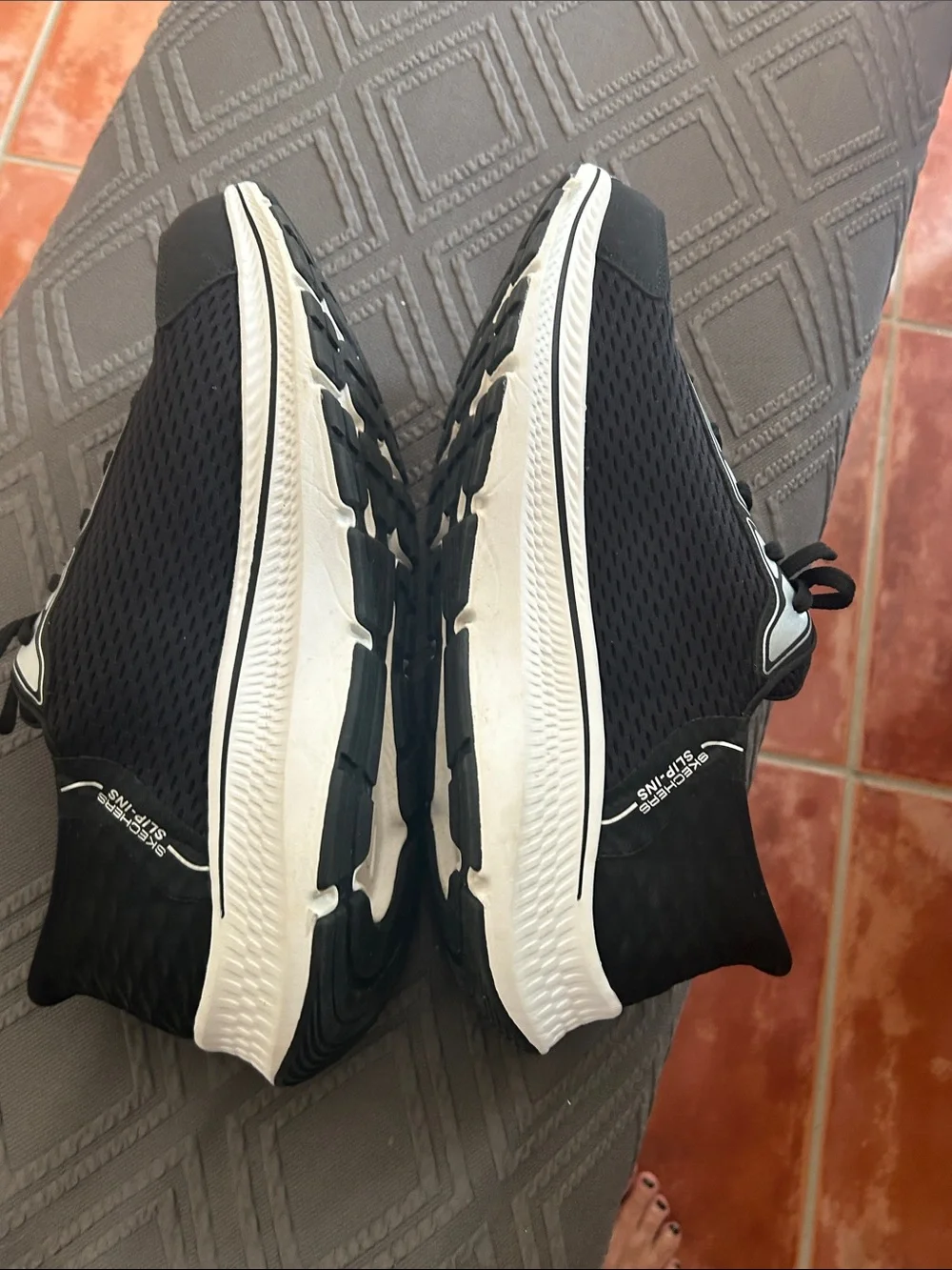 Skechers Men’s Black Athletic Slip-Ins with White Sole
